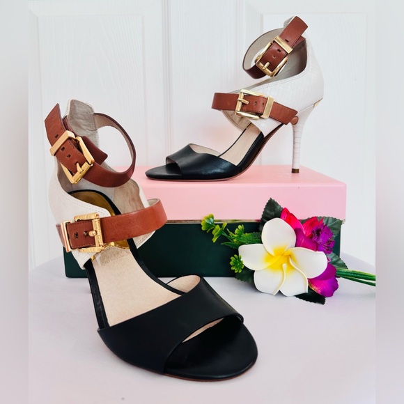 MICHAEL Michael Kors Shoes - MICHAEL Michael Kors ~ Women’s Elegant Two-Tone Snakeskin Heels w/Gold Buckles